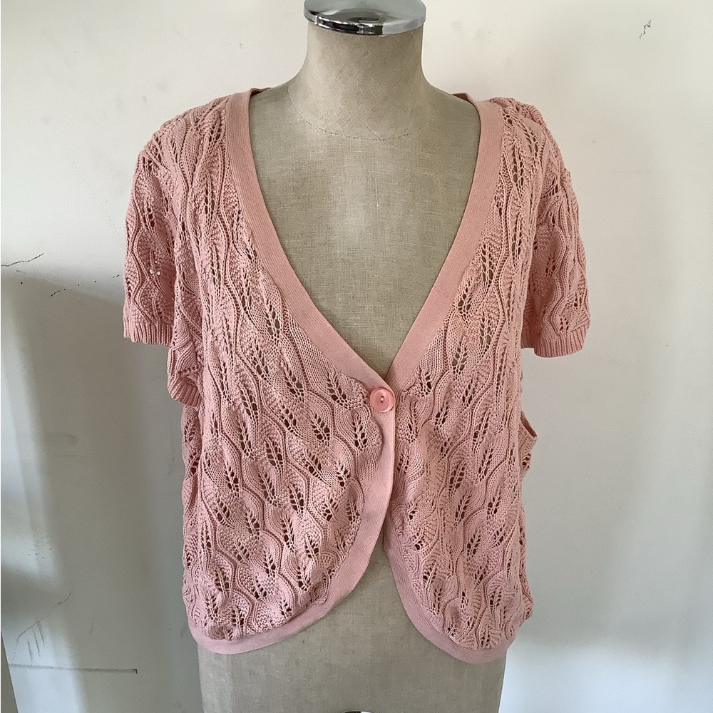 a.n.a Light Pink Open Knit Cardigan - Picture 4 of 7